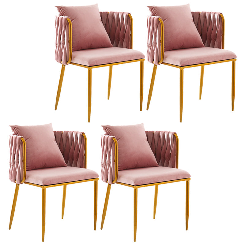 Scandinavian Armless Solid Back Chair Upholstered Side Chairs Pink 4 Piece Set Clearhalo 'Dining Chairs' 'Dining Tables & Seating' 'dining_chair' 'furn' 'furn_dining_chair' 'Furniture' 'furniture_dining_chair' 'Kitchen & Dining Furniture' 4890897
