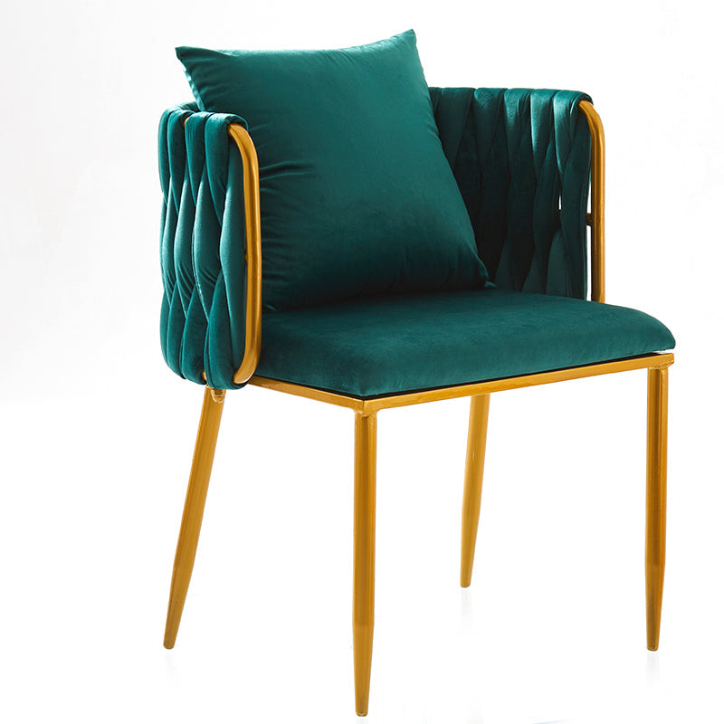Scandinavian Armless Solid Back Chair Upholstered Side Chairs Blackish Green 1 Piece Clearhalo 'Dining Chairs' 'Dining Tables & Seating' 'dining_chair' 'furn' 'furn_dining_chair' 'Furniture' 'furniture_dining_chair' 'Kitchen & Dining Furniture' 4890898