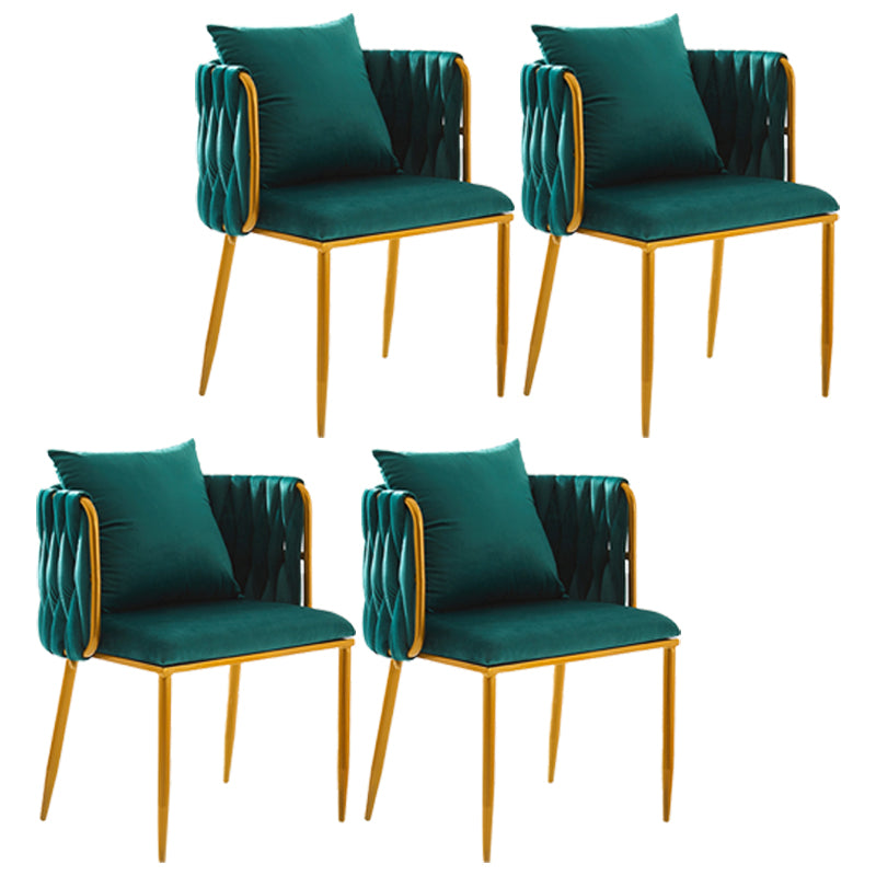 Scandinavian Armless Solid Back Chair Upholstered Side Chairs Blackish Green 4 Piece Set Clearhalo 'Dining Chairs' 'Dining Tables & Seating' 'dining_chair' 'furn' 'furn_dining_chair' 'Furniture' 'furniture_dining_chair' 'Kitchen & Dining Furniture' 4890902
