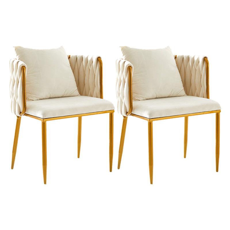 Scandinavian Armless Solid Back Chair Upholstered Side Chairs Off-White 2 Piece Set Clearhalo 'Dining Chairs' 'Dining Tables & Seating' 'dining_chair' 'furn' 'furn_dining_chair' 'Furniture' 'furniture_dining_chair' 'Kitchen & Dining Furniture' 4890906