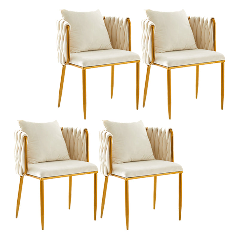 Scandinavian Armless Solid Back Chair Upholstered Side Chairs Off-White 4 Piece Set Clearhalo 'Dining Chairs' 'Dining Tables & Seating' 'dining_chair' 'furn' 'furn_dining_chair' 'Furniture' 'furniture_dining_chair' 'Kitchen & Dining Furniture' 4890909