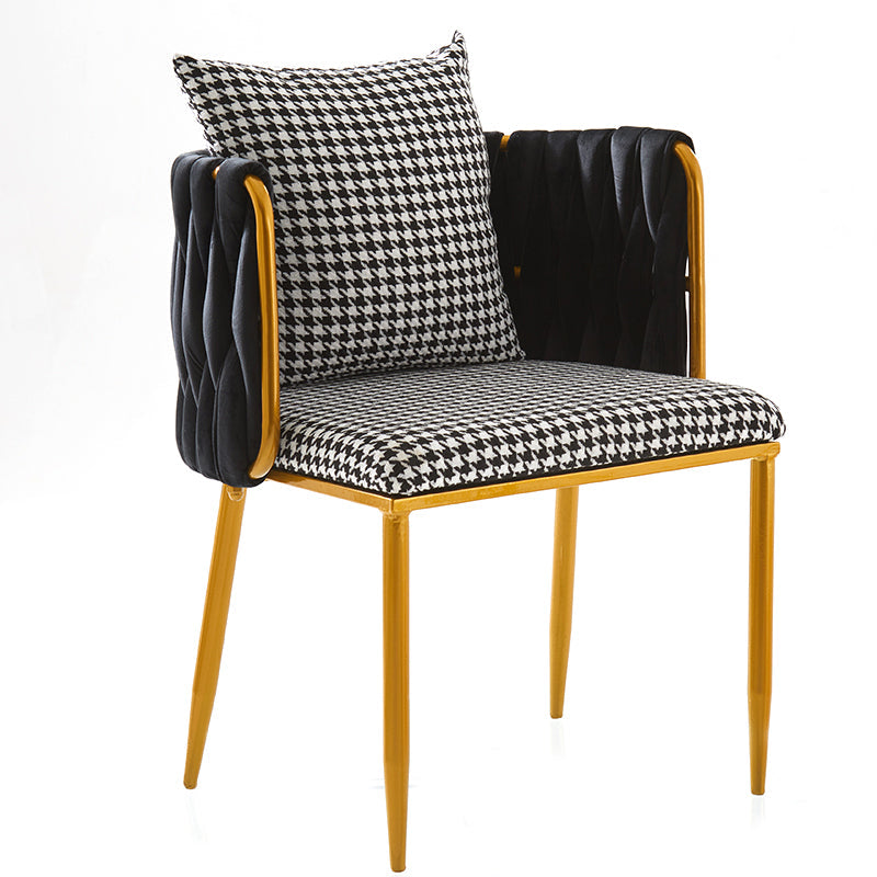 Scandinavian Armless Solid Back Chair Upholstered Side Chairs Houndstooth pattern 1 Piece Clearhalo 'Dining Chairs' 'Dining Tables & Seating' 'dining_chair' 'furn' 'furn_dining_chair' 'Furniture' 'furniture_dining_chair' 'Kitchen & Dining Furniture' 4890910