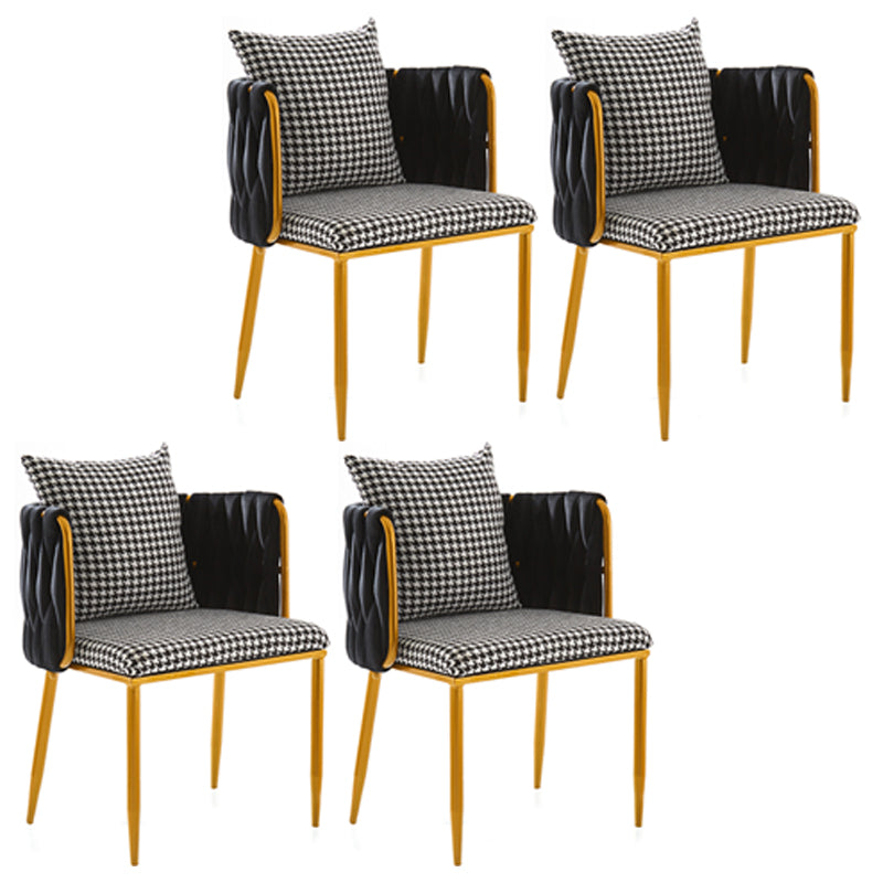 Scandinavian Armless Solid Back Chair Upholstered Side Chairs Houndstooth pattern 4 Piece Set Clearhalo 'Dining Chairs' 'Dining Tables & Seating' 'dining_chair' 'furn' 'furn_dining_chair' 'Furniture' 'furniture_dining_chair' 'Kitchen & Dining Furniture' 4890912