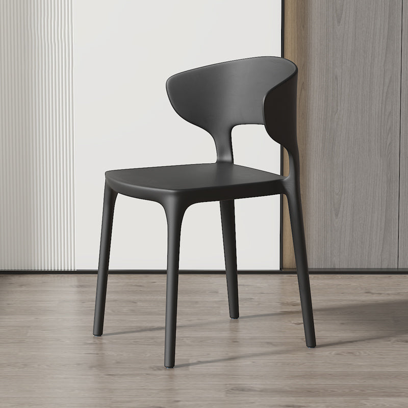 Minimalist Plastic Dining Armless Chair Colorful Wingback Side Chair Black 1 Piece Clearhalo 'Dining Chairs' 'Dining Tables & Seating' 'dining_chair' 'furn' 'furn_dining_chair' 'Furniture' 'furniture_dining_chair' 'Kitchen & Dining Furniture' 4890915