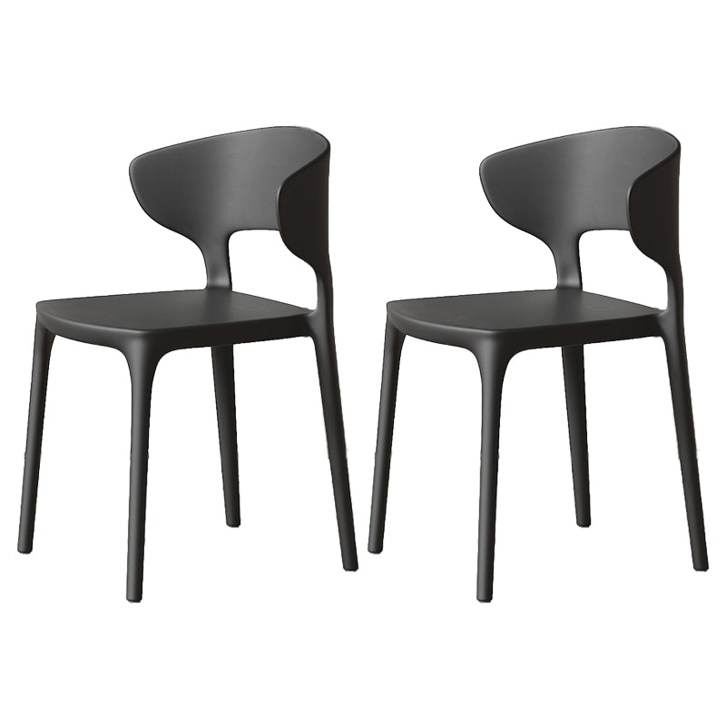 Minimalist Plastic Dining Armless Chair Colorful Wingback Side Chair Black 2 Piece Set Clearhalo 'Dining Chairs' 'Dining Tables & Seating' 'dining_chair' 'furn' 'furn_dining_chair' 'Furniture' 'furniture_dining_chair' 'Kitchen & Dining Furniture' 4890917
