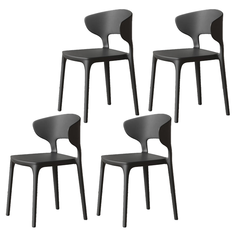 Minimalist Plastic Dining Armless Chair Colorful Wingback Side Chair Black 4 Piece Set Clearhalo 'Dining Chairs' 'Dining Tables & Seating' 'dining_chair' 'furn' 'furn_dining_chair' 'Furniture' 'furniture_dining_chair' 'Kitchen & Dining Furniture' 4890919