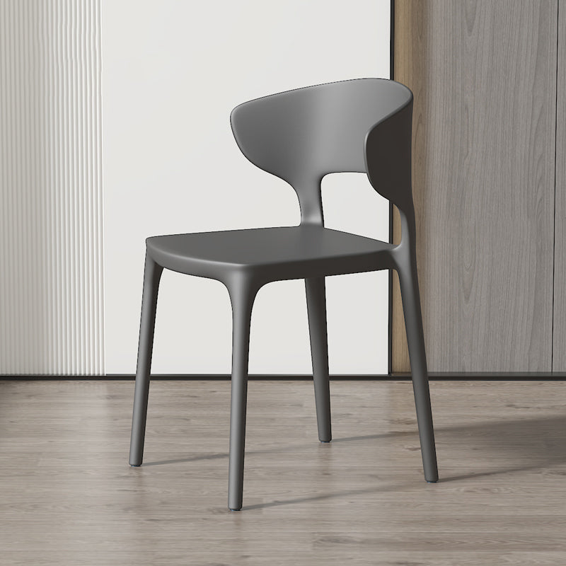 Minimalist Plastic Dining Armless Chair Colorful Wingback Side Chair Dark Gray 1 Piece Clearhalo 'Dining Chairs' 'Dining Tables & Seating' 'dining_chair' 'furn' 'furn_dining_chair' 'Furniture' 'furniture_dining_chair' 'Kitchen & Dining Furniture' 4890921