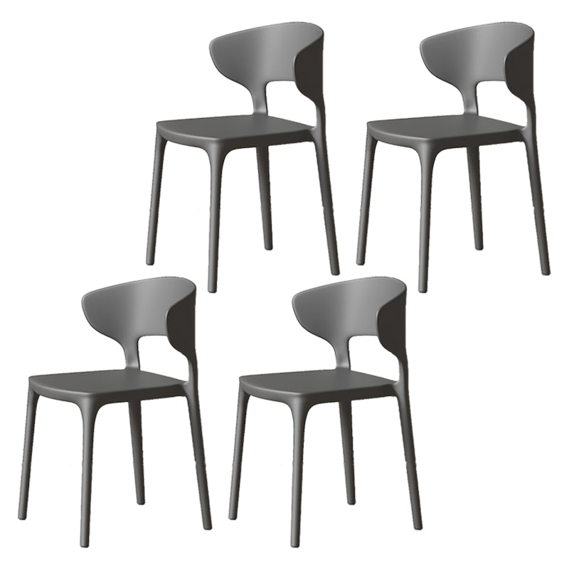 Minimalist Plastic Dining Armless Chair Colorful Wingback Side Chair Dark Gray 4 Piece Set Clearhalo 'Dining Chairs' 'Dining Tables & Seating' 'dining_chair' 'furn' 'furn_dining_chair' 'Furniture' 'furniture_dining_chair' 'Kitchen & Dining Furniture' 4890925