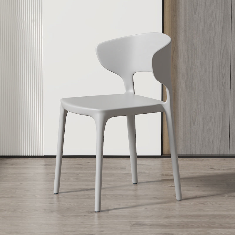 Minimalist Plastic Dining Armless Chair Colorful Wingback Side Chair Light Gray 1 Piece Clearhalo 'Dining Chairs' 'Dining Tables & Seating' 'dining_chair' 'furn' 'furn_dining_chair' 'Furniture' 'furniture_dining_chair' 'Kitchen & Dining Furniture' 4890927