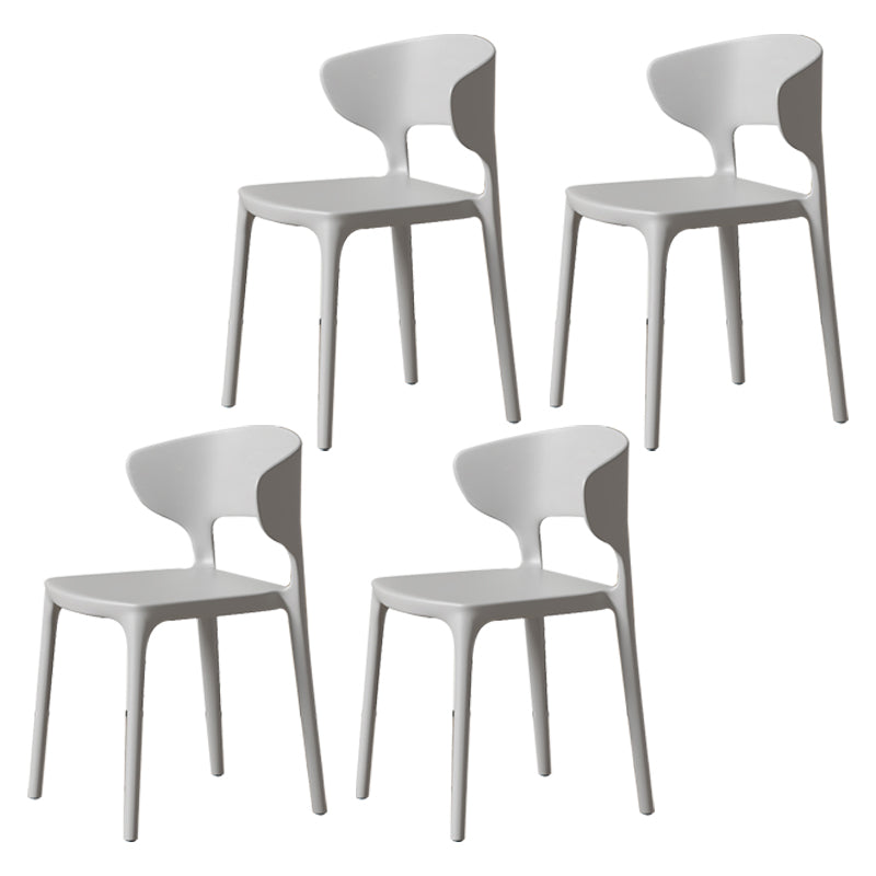 Minimalist Plastic Dining Armless Chair Colorful Wingback Side Chair Light Gray 4 Piece Set Clearhalo 'Dining Chairs' 'Dining Tables & Seating' 'dining_chair' 'furn' 'furn_dining_chair' 'Furniture' 'furniture_dining_chair' 'Kitchen & Dining Furniture' 4890931