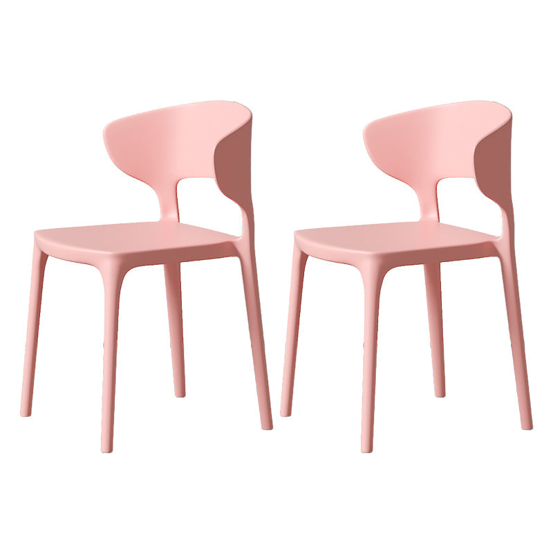 Minimalist Plastic Dining Armless Chair Colorful Wingback Side Chair Pink 2 Piece Set Clearhalo 'Dining Chairs' 'Dining Tables & Seating' 'dining_chair' 'furn' 'furn_dining_chair' 'Furniture' 'furniture_dining_chair' 'Kitchen & Dining Furniture' 4890937