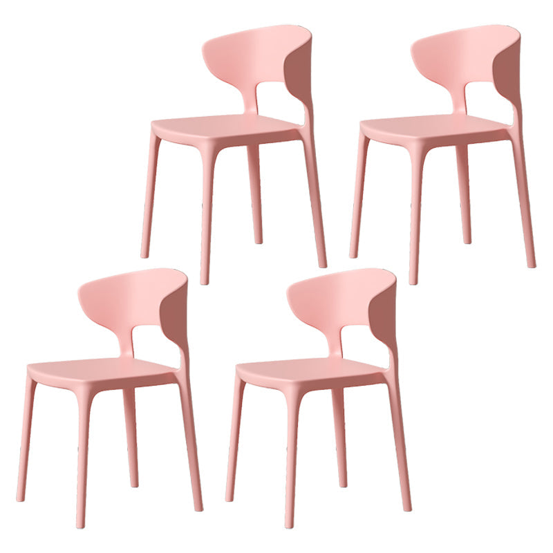 Minimalist Plastic Dining Armless Chair Colorful Wingback Side Chair Pink 4 Piece Set Clearhalo 'Dining Chairs' 'Dining Tables & Seating' 'dining_chair' 'furn' 'furn_dining_chair' 'Furniture' 'furniture_dining_chair' 'Kitchen & Dining Furniture' 4890938