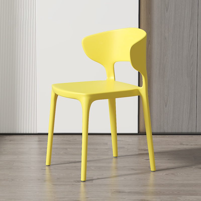 Minimalist Plastic Dining Armless Chair Colorful Wingback Side Chair Yellow 1 Piece Clearhalo 'Dining Chairs' 'Dining Tables & Seating' 'dining_chair' 'furn' 'furn_dining_chair' 'Furniture' 'furniture_dining_chair' 'Kitchen & Dining Furniture' 4890939