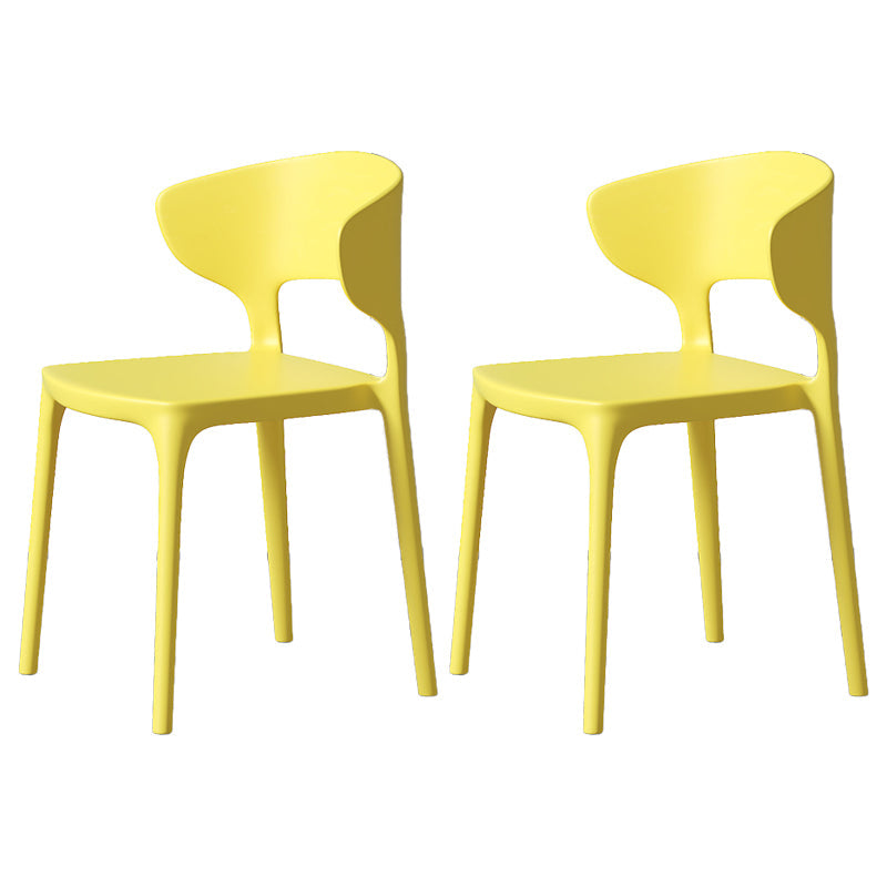 Minimalist Plastic Dining Armless Chair Colorful Wingback Side Chair Yellow 2 Piece Set Clearhalo 'Dining Chairs' 'Dining Tables & Seating' 'dining_chair' 'furn' 'furn_dining_chair' 'Furniture' 'furniture_dining_chair' 'Kitchen & Dining Furniture' 4890940