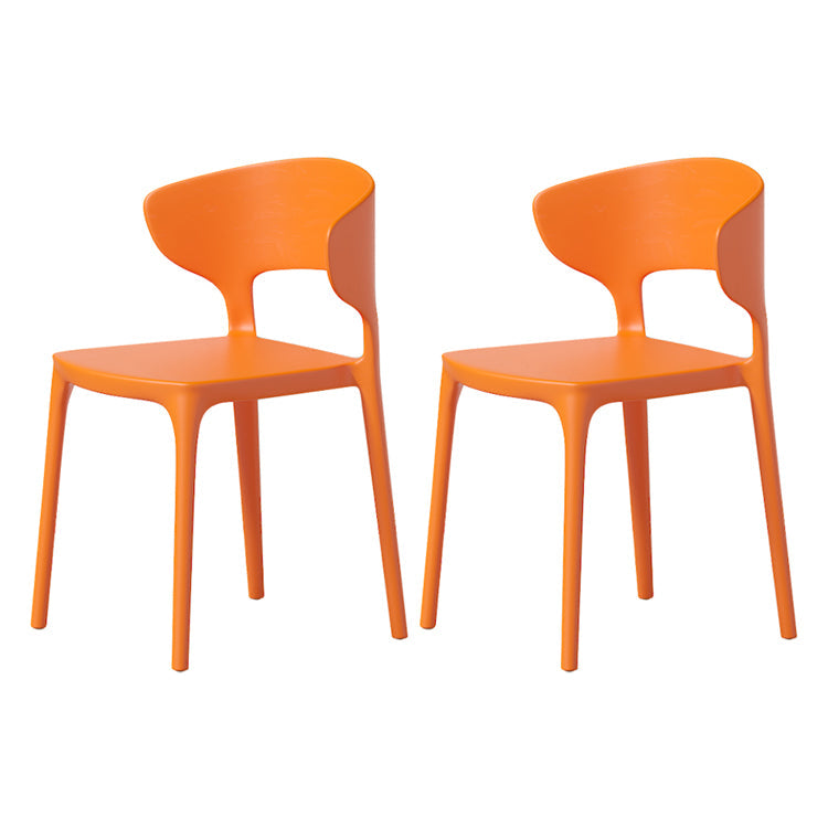 Minimalist Plastic Dining Armless Chair Colorful Wingback Side Chair Orange 2 Piece Set Clearhalo 'Dining Chairs' 'Dining Tables & Seating' 'dining_chair' 'furn' 'furn_dining_chair' 'Furniture' 'furniture_dining_chair' 'Kitchen & Dining Furniture' 4890943