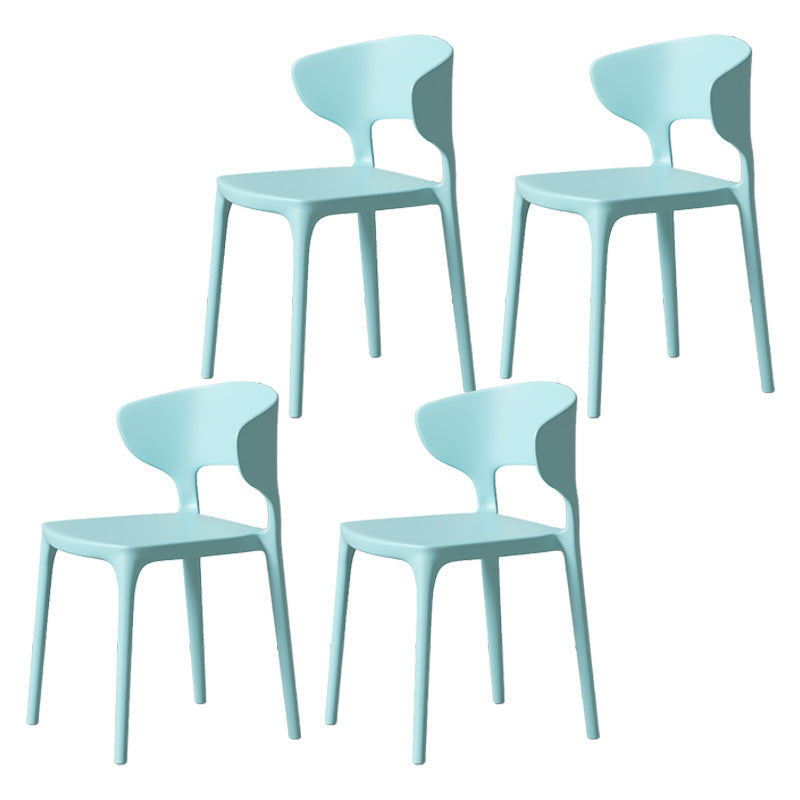 Minimalist Plastic Dining Armless Chair Colorful Wingback Side Chair Sky Blue 4 Piece Set Clearhalo 'Dining Chairs' 'Dining Tables & Seating' 'dining_chair' 'furn' 'furn_dining_chair' 'Furniture' 'furniture_dining_chair' 'Kitchen & Dining Furniture' 4890947