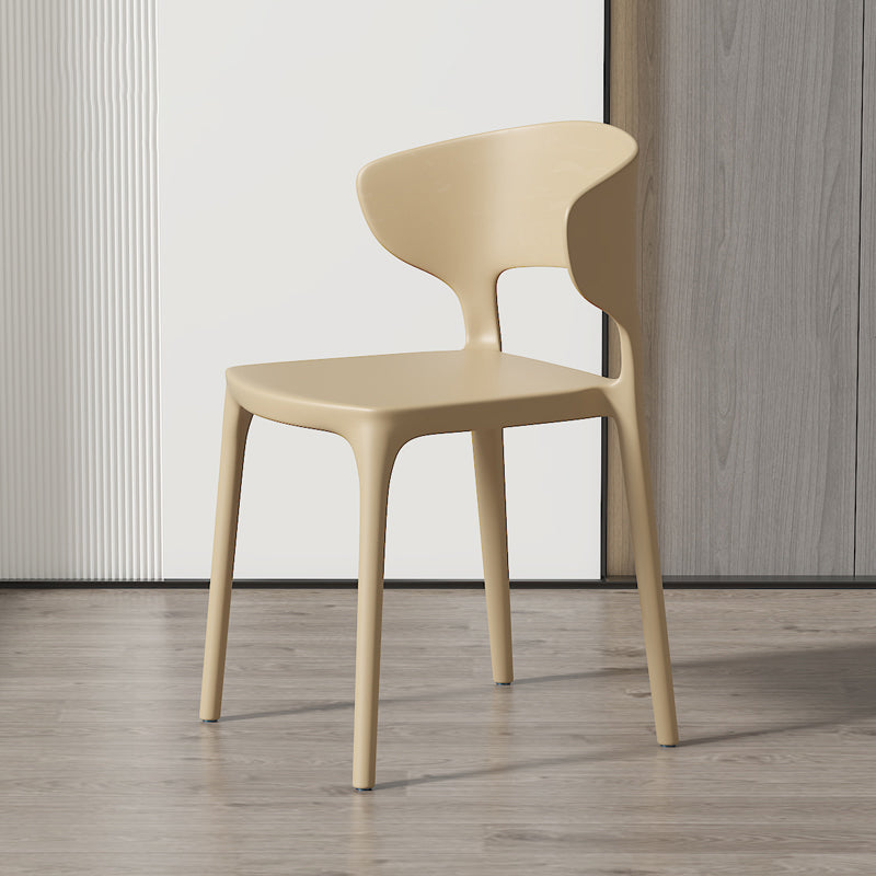 Minimalist Plastic Dining Armless Chair Colorful Wingback Side Chair Khaki 1 Piece Clearhalo 'Dining Chairs' 'Dining Tables & Seating' 'dining_chair' 'furn' 'furn_dining_chair' 'Furniture' 'furniture_dining_chair' 'Kitchen & Dining Furniture' 4890951