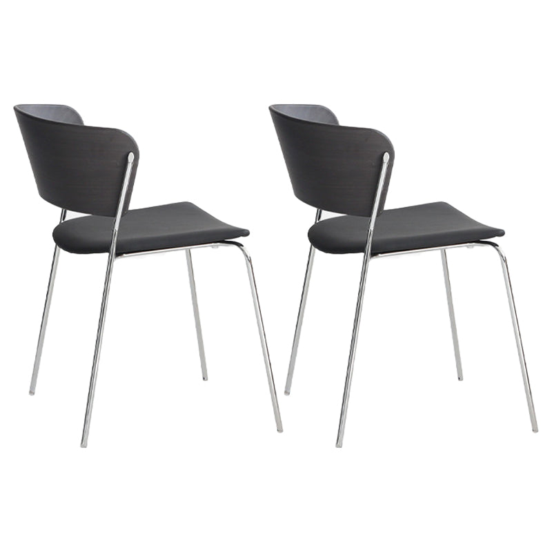 Modern Chair Dining Armless Open Back Chair for Kitchen with Metal Legs Black 2 Piece Set Clearhalo 'Dining Chairs' 'Dining Tables & Seating' 'dining_chair' 'furn' 'furn_dining_chair' 'Furniture' 'furniture_dining_chair' 'Kitchen & Dining Furniture' 4890958