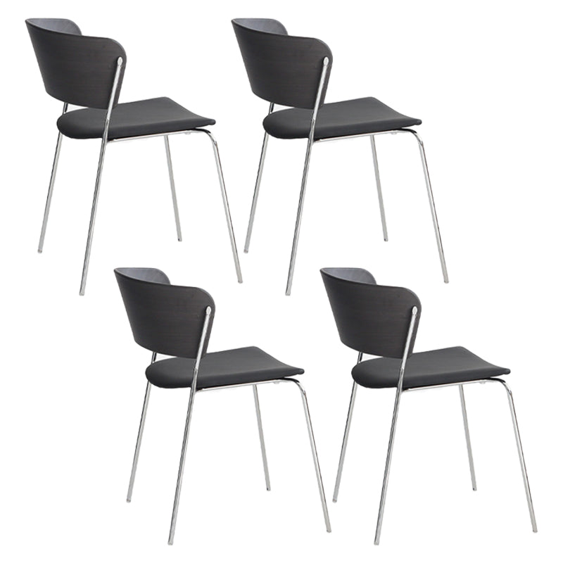 Modern Chair Dining Armless Open Back Chair for Kitchen with Metal Legs Black 4 Piece Set Clearhalo 'Dining Chairs' 'Dining Tables & Seating' 'dining_chair' 'furn' 'furn_dining_chair' 'Furniture' 'furniture_dining_chair' 'Kitchen & Dining Furniture' 4890960
