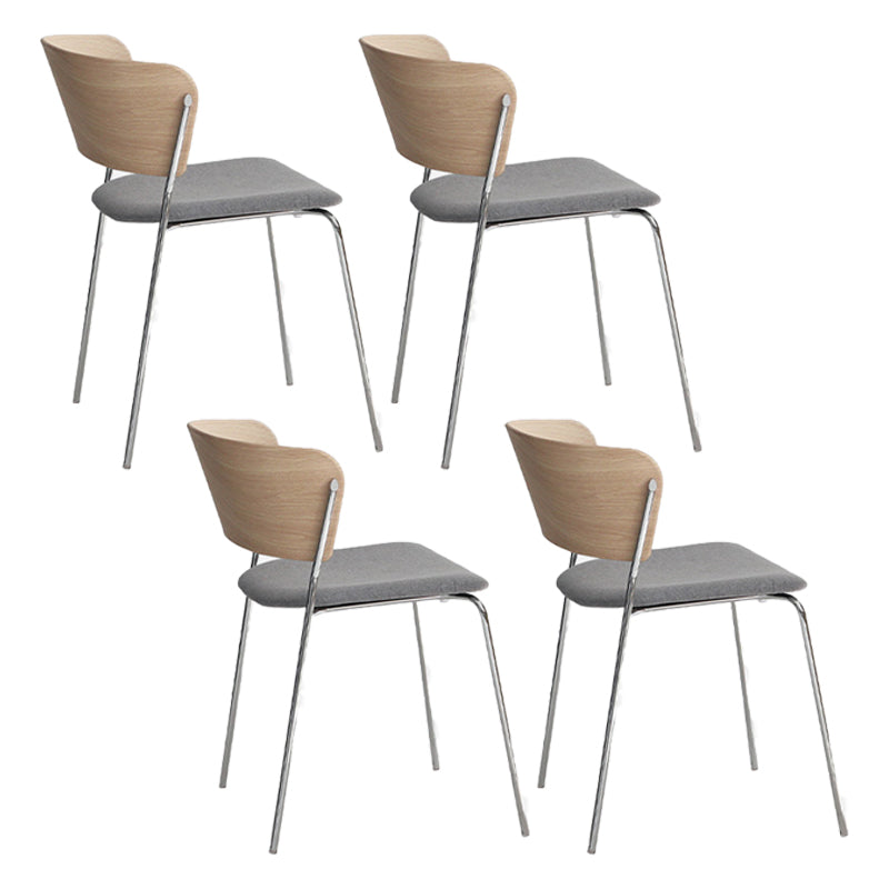 Modern Chair Dining Armless Open Back Chair for Kitchen with Metal Legs Grey 4 Piece Set Clearhalo 'Dining Chairs' 'Dining Tables & Seating' 'dining_chair' 'furn' 'furn_dining_chair' 'Furniture' 'furniture_dining_chair' 'Kitchen & Dining Furniture' 4890966