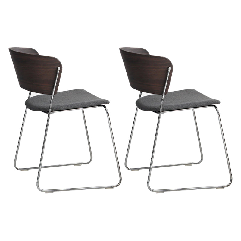 Modern Chair Dining Armless Open Back Chair for Kitchen with Metal Legs Dark Gray 2 Piece Set Clearhalo 'Dining Chairs' 'Dining Tables & Seating' 'dining_chair' 'furn' 'furn_dining_chair' 'Furniture' 'furniture_dining_chair' 'Kitchen & Dining Furniture' 4890970