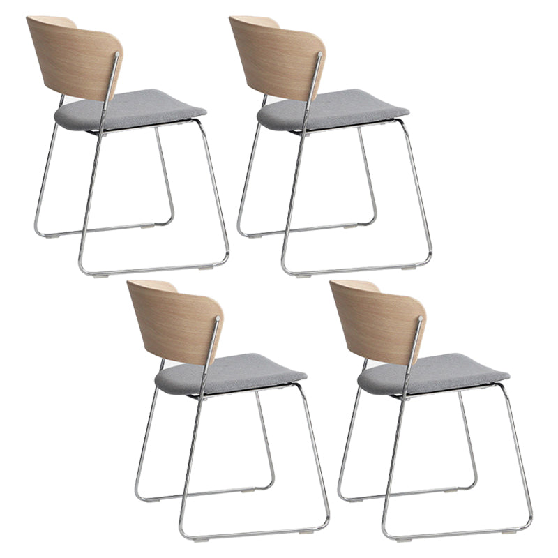 Modern Chair Dining Armless Open Back Chair for Kitchen with Metal Legs Light Gray 4 Piece Set Clearhalo 'Dining Chairs' 'Dining Tables & Seating' 'dining_chair' 'furn' 'furn_dining_chair' 'Furniture' 'furniture_dining_chair' 'Kitchen & Dining Furniture' 4890977