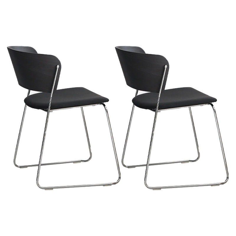 Modern Chair Dining Armless Open Back Chair for Kitchen with Metal Legs Gloss Black 2 Piece Set Clearhalo 'Dining Chairs' 'Dining Tables & Seating' 'dining_chair' 'furn' 'furn_dining_chair' 'Furniture' 'furniture_dining_chair' 'Kitchen & Dining Furniture' 4890981