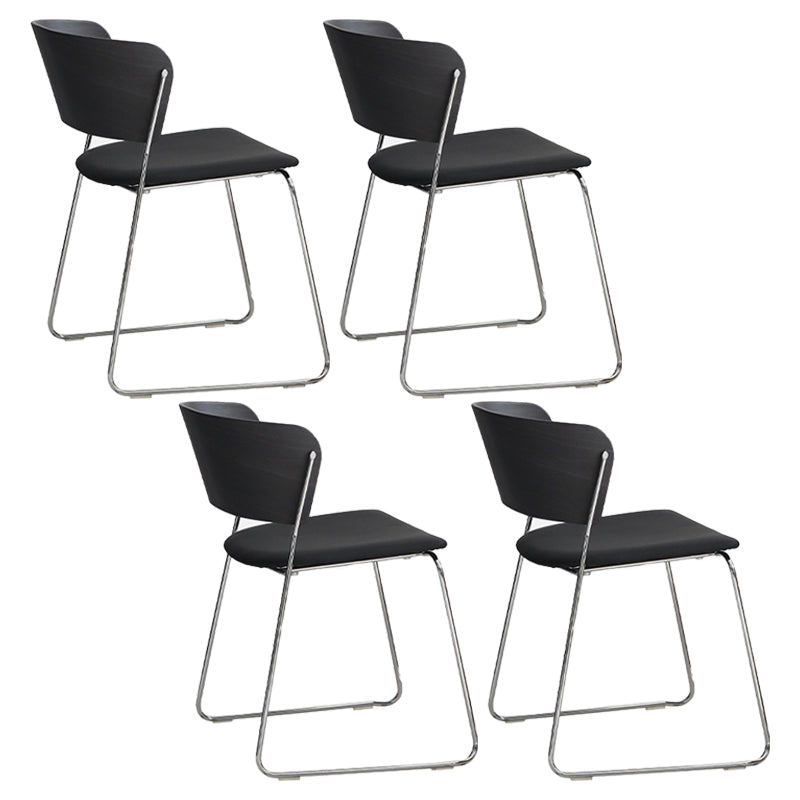 Modern Chair Dining Armless Open Back Chair for Kitchen with Metal Legs Gloss Black 4 Piece Set Clearhalo 'Dining Chairs' 'Dining Tables & Seating' 'dining_chair' 'furn' 'furn_dining_chair' 'Furniture' 'furniture_dining_chair' 'Kitchen & Dining Furniture' 4890984