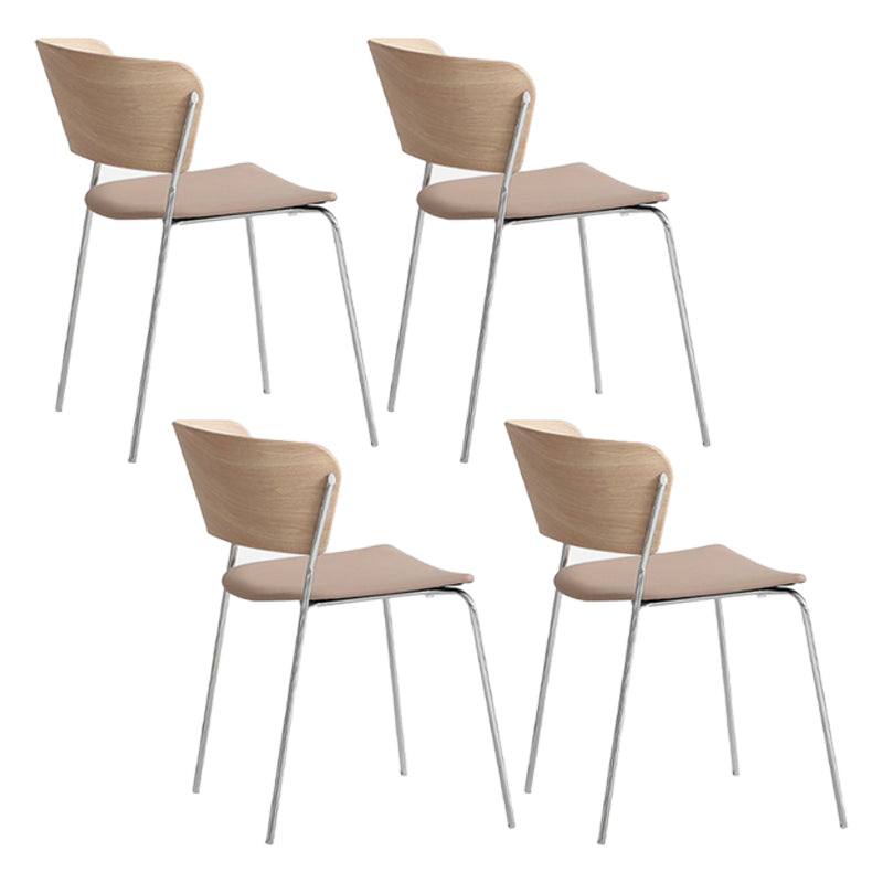 Modern Chair Dining Armless Open Back Chair for Kitchen with Metal Legs Apricot 4 Piece Set Clearhalo 'Dining Chairs' 'Dining Tables & Seating' 'dining_chair' 'furn' 'furn_dining_chair' 'Furniture' 'furniture_dining_chair' 'Kitchen & Dining Furniture' 4890987