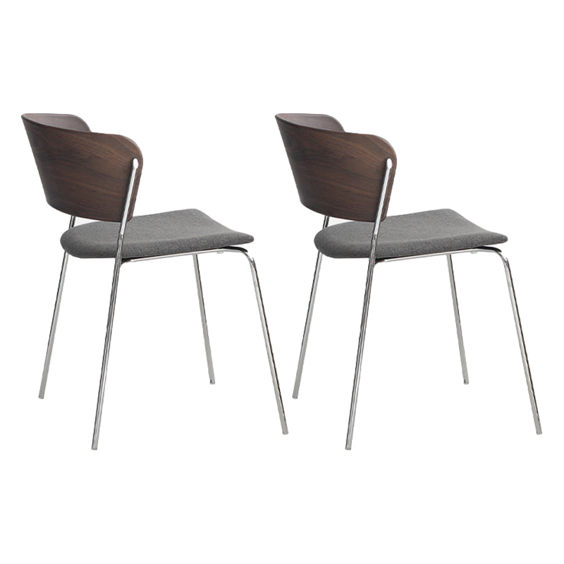 Modern Chair Dining Armless Open Back Chair for Kitchen with Metal Legs Dark Gray-Black 2 Piece Set Clearhalo 'Dining Chairs' 'Dining Tables & Seating' 'dining_chair' 'furn' 'furn_dining_chair' 'Furniture' 'furniture_dining_chair' 'Kitchen & Dining Furniture' 4890989
