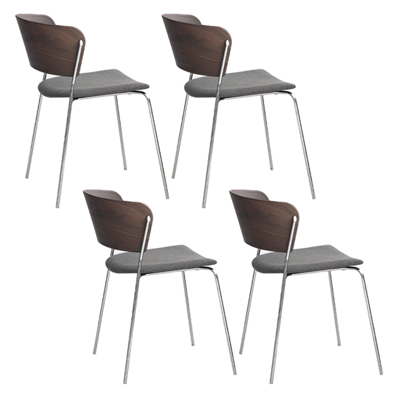 Modern Chair Dining Armless Open Back Chair for Kitchen with Metal Legs Dark Gray-Black 4 Piece Set Clearhalo 'Dining Chairs' 'Dining Tables & Seating' 'dining_chair' 'furn' 'furn_dining_chair' 'Furniture' 'furniture_dining_chair' 'Kitchen & Dining Furniture' 4890990
