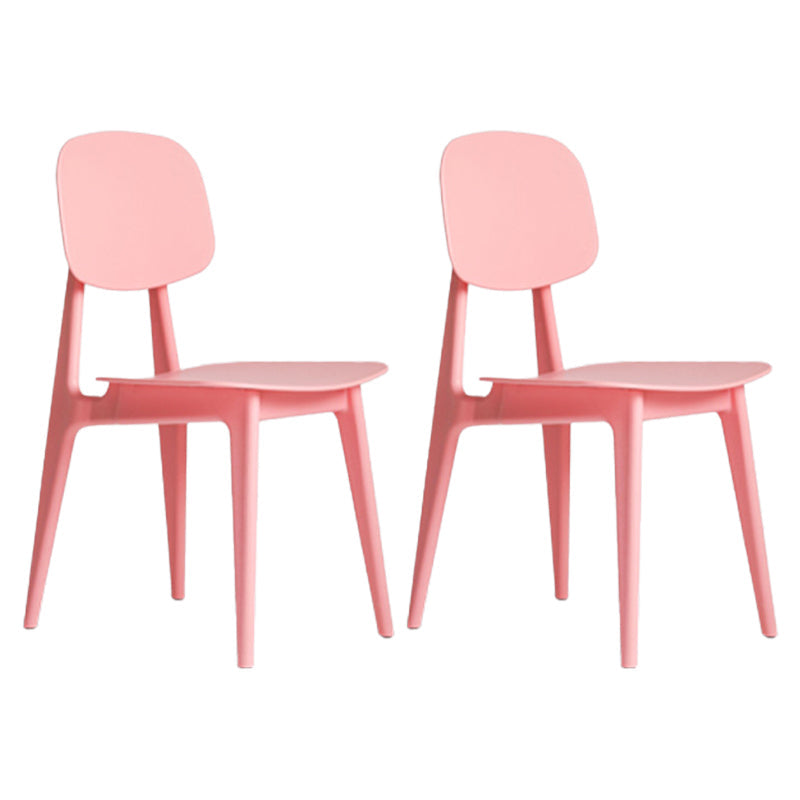 Modern Chair Dining Armless Open Back Chair for Kitchen with Plastic Legs Pink 2 Piece Set Clearhalo 'Dining Chairs' 'Dining Tables & Seating' 'dining_chair' 'furn' 'furn_dining_chair' 'Furniture' 'furniture_dining_chair' 'Kitchen & Dining Furniture' 4891025