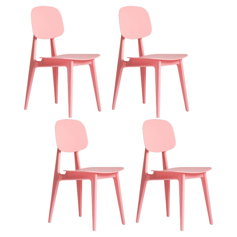 Modern Chair Dining Armless Open Back Chair for Kitchen with Plastic Legs Pink 4 Piece Set Clearhalo 'Dining Chairs' 'Dining Tables & Seating' 'dining_chair' 'furn' 'furn_dining_chair' 'Furniture' 'furniture_dining_chair' 'Kitchen & Dining Furniture' 4891027