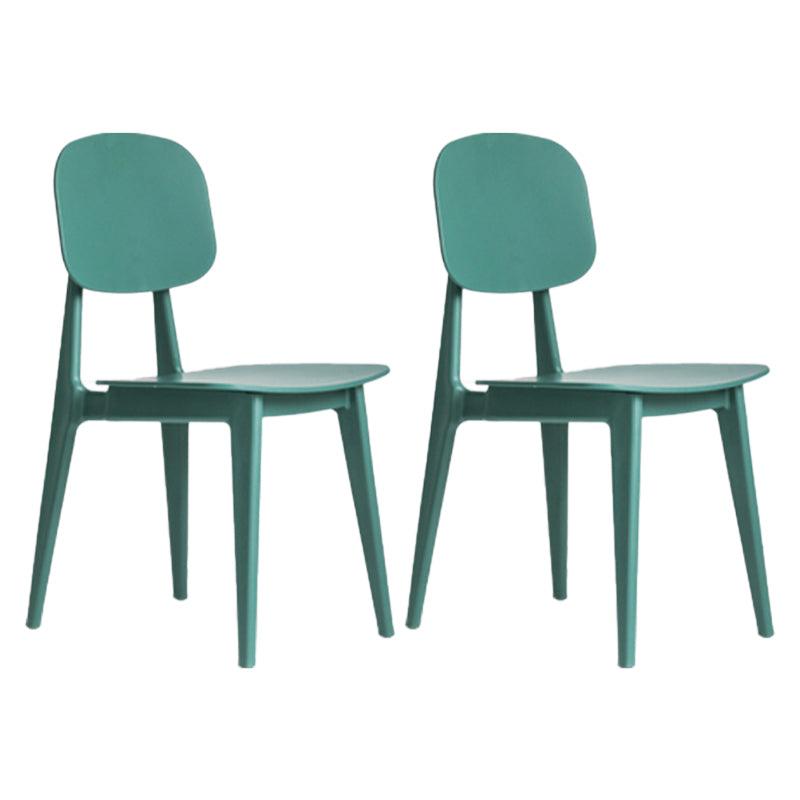 Modern Chair Dining Armless Open Back Chair for Kitchen with Plastic Legs Green 2 Piece Set Clearhalo 'Dining Chairs' 'Dining Tables & Seating' 'dining_chair' 'furn' 'furn_dining_chair' 'Furniture' 'furniture_dining_chair' 'Kitchen & Dining Furniture' 4891032