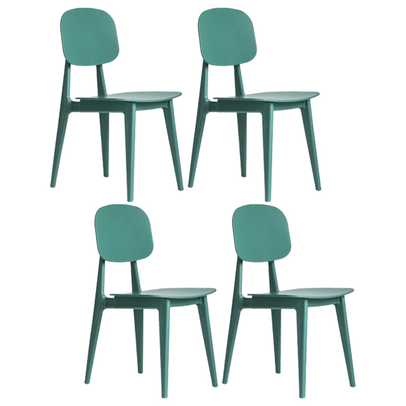 Modern Chair Dining Armless Open Back Chair for Kitchen with Plastic Legs Green 4 Piece Set Clearhalo 'Dining Chairs' 'Dining Tables & Seating' 'dining_chair' 'furn' 'furn_dining_chair' 'Furniture' 'furniture_dining_chair' 'Kitchen & Dining Furniture' 4891033