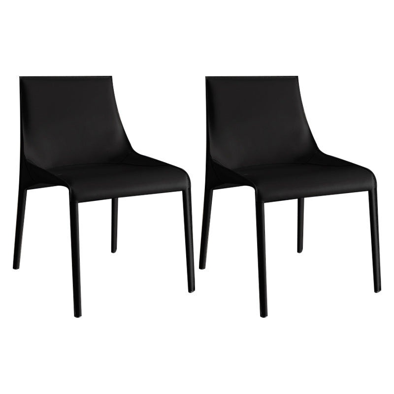 Modern Dining Chairs Armless Chairs for Kitchen with Metal Legs Black 2 Piece Set Clearhalo 'Dining Chairs' 'Dining Tables & Seating' 'dining_chair' 'furn' 'furn_dining_chair' 'Furniture' 'furniture_dining_chair' 'Kitchen & Dining Furniture' 4891040