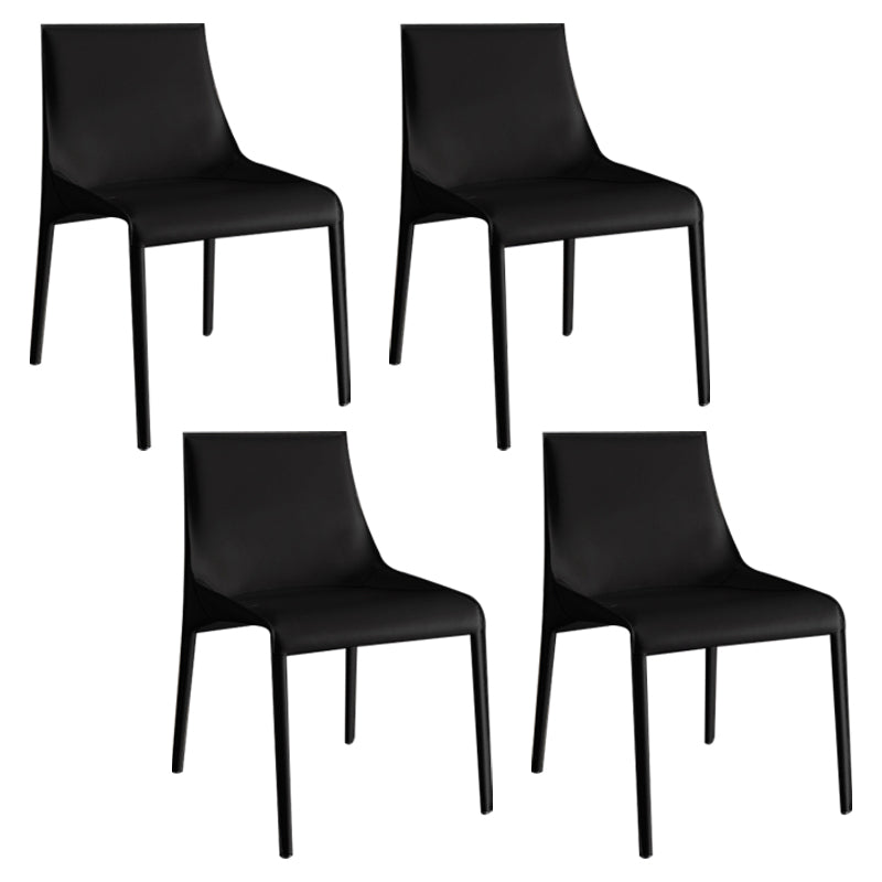 Modern Dining Chairs Armless Chairs for Kitchen with Metal Legs Black 4 Piece Set Clearhalo 'Dining Chairs' 'Dining Tables & Seating' 'dining_chair' 'furn' 'furn_dining_chair' 'Furniture' 'furniture_dining_chair' 'Kitchen & Dining Furniture' 4891042