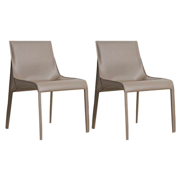 Modern Dining Chairs Armless Chairs for Kitchen with Metal Legs Grey 2 Piece Set Clearhalo 'Dining Chairs' 'Dining Tables & Seating' 'dining_chair' 'furn' 'furn_dining_chair' 'Furniture' 'furniture_dining_chair' 'Kitchen & Dining Furniture' 4891047