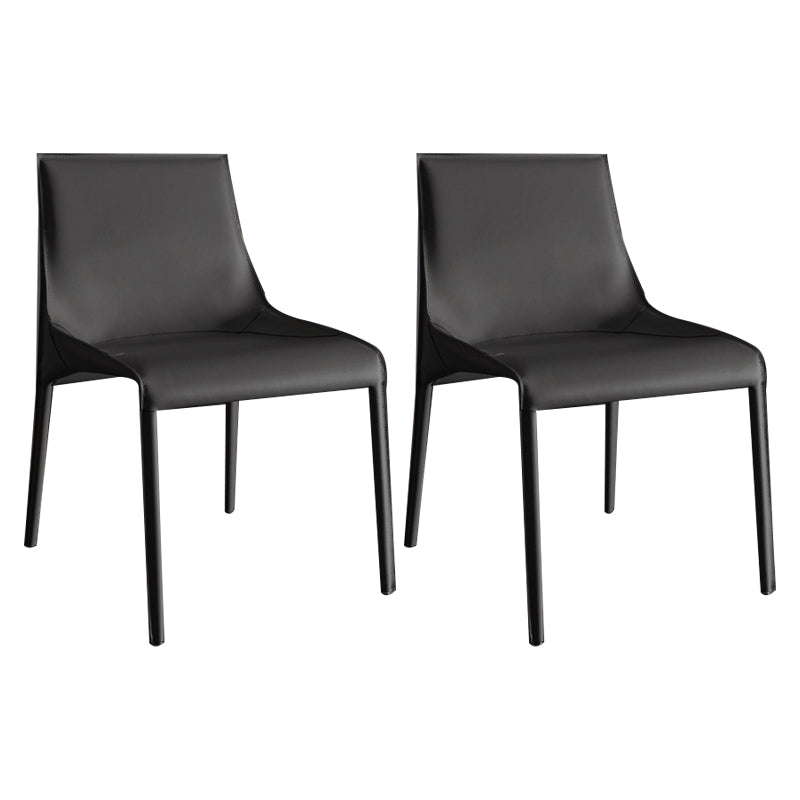 Modern Dining Chairs Armless Chairs for Kitchen with Metal Legs Dark Gray 2 Piece Set Clearhalo 'Dining Chairs' 'Dining Tables & Seating' 'dining_chair' 'furn' 'furn_dining_chair' 'Furniture' 'furniture_dining_chair' 'Kitchen & Dining Furniture' 4891053