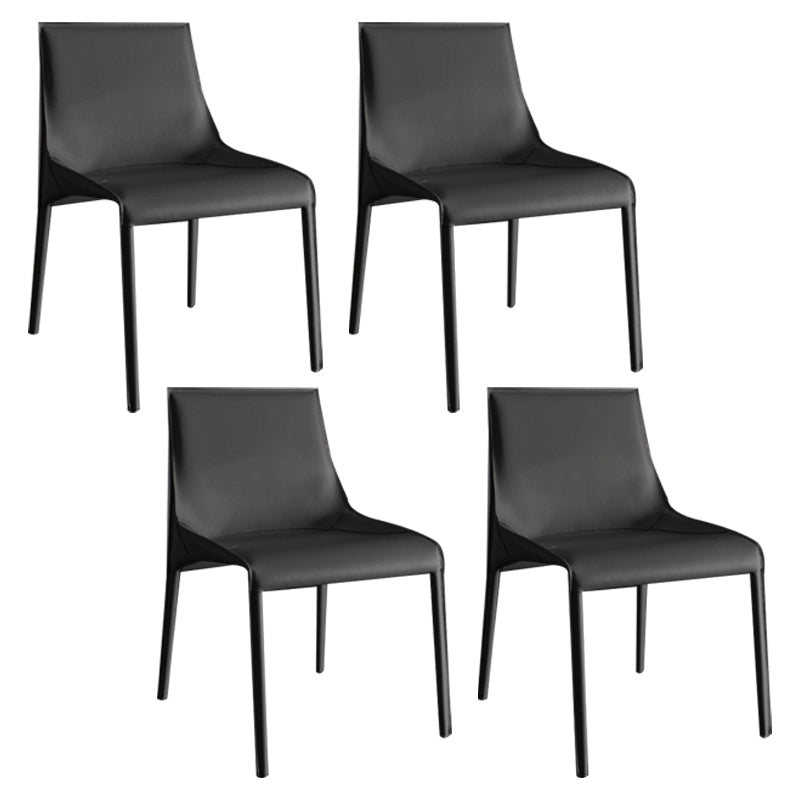 Modern Dining Chairs Armless Chairs for Kitchen with Metal Legs Dark Gray 4 Piece Set Clearhalo 'Dining Chairs' 'Dining Tables & Seating' 'dining_chair' 'furn' 'furn_dining_chair' 'Furniture' 'furniture_dining_chair' 'Kitchen & Dining Furniture' 4891055