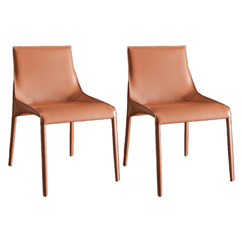 Modern Dining Chairs Armless Chairs for Kitchen with Metal Legs Orange 2 Piece Set Clearhalo 'Dining Chairs' 'Dining Tables & Seating' 'dining_chair' 'furn' 'furn_dining_chair' 'Furniture' 'furniture_dining_chair' 'Kitchen & Dining Furniture' 4891059