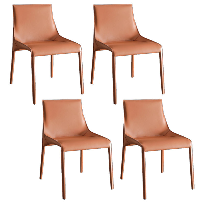 Modern Dining Chairs Armless Chairs for Kitchen with Metal Legs Orange 4 Piece Set Clearhalo 'Dining Chairs' 'Dining Tables & Seating' 'dining_chair' 'furn' 'furn_dining_chair' 'Furniture' 'furniture_dining_chair' 'Kitchen & Dining Furniture' 4891060