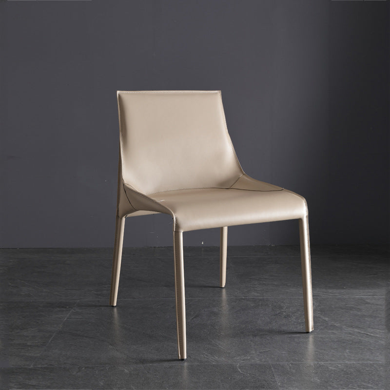 Modern Dining Chairs Armless Chairs for Kitchen with Metal Legs Off-White 1 Piece Clearhalo 'Dining Chairs' 'Dining Tables & Seating' 'dining_chair' 'furn' 'furn_dining_chair' 'Furniture' 'furniture_dining_chair' 'Kitchen & Dining Furniture' 4891062