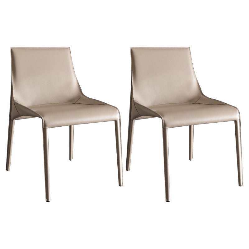 Modern Dining Chairs Armless Chairs for Kitchen with Metal Legs Off-White 2 Piece Set Clearhalo 'Dining Chairs' 'Dining Tables & Seating' 'dining_chair' 'furn' 'furn_dining_chair' 'Furniture' 'furniture_dining_chair' 'Kitchen & Dining Furniture' 4891064