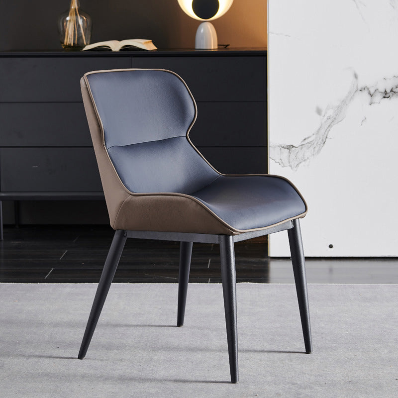 Modern Style Chairs Dining Arm Chairs for Kitchen with Metal Legs Blue 1 Piece Clearhalo 'Dining Chairs' 'Dining Tables & Seating' 'dining_chair' 'furn' 'furn_dining_chair' 'Furniture' 'furniture_dining_chair' 'Kitchen & Dining Furniture' 4891080