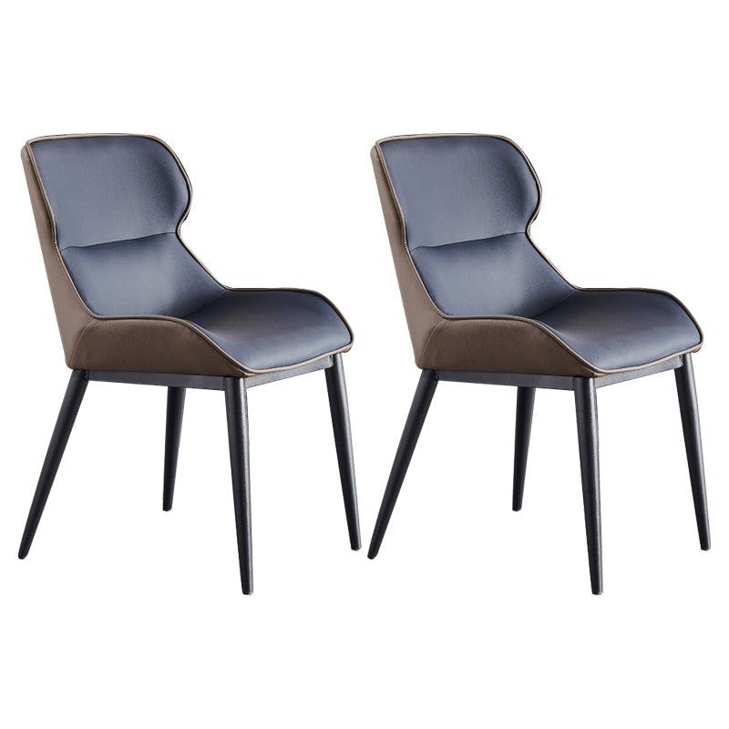 Modern Style Chairs Dining Arm Chairs for Kitchen with Metal Legs Blue 2 Piece Set Clearhalo 'Dining Chairs' 'Dining Tables & Seating' 'dining_chair' 'furn' 'furn_dining_chair' 'Furniture' 'furniture_dining_chair' 'Kitchen & Dining Furniture' 4891081