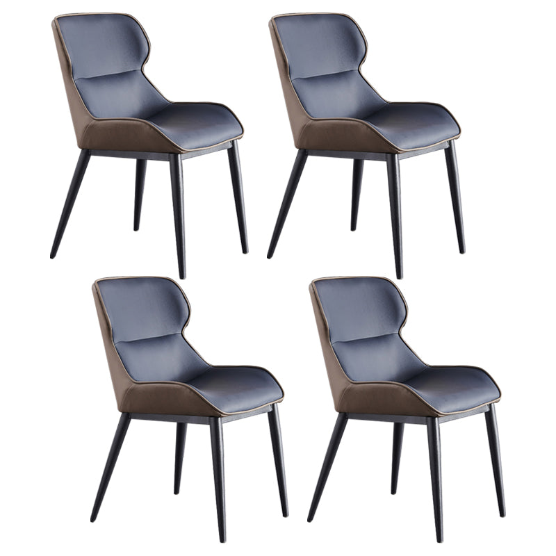 Modern Style Chairs Dining Arm Chairs for Kitchen with Metal Legs Blue 4 Piece Set Clearhalo 'Dining Chairs' 'Dining Tables & Seating' 'dining_chair' 'furn' 'furn_dining_chair' 'Furniture' 'furniture_dining_chair' 'Kitchen & Dining Furniture' 4891082