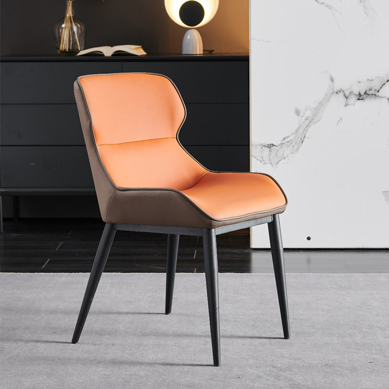 Modern Style Chairs Dining Arm Chairs for Kitchen with Metal Legs Orange 1 Piece Clearhalo 'Dining Chairs' 'Dining Tables & Seating' 'dining_chair' 'furn' 'furn_dining_chair' 'Furniture' 'furniture_dining_chair' 'Kitchen & Dining Furniture' 4891083