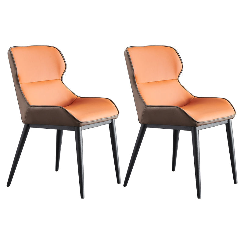 Modern Style Chairs Dining Arm Chairs for Kitchen with Metal Legs Orange 2 Piece Set Clearhalo 'Dining Chairs' 'Dining Tables & Seating' 'dining_chair' 'furn' 'furn_dining_chair' 'Furniture' 'furniture_dining_chair' 'Kitchen & Dining Furniture' 4891084