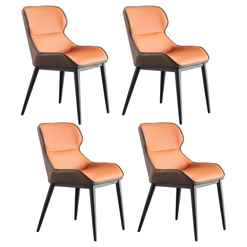 Modern Style Chairs Dining Arm Chairs for Kitchen with Metal Legs Orange 4 Piece Set Clearhalo 'Dining Chairs' 'Dining Tables & Seating' 'dining_chair' 'furn' 'furn_dining_chair' 'Furniture' 'furniture_dining_chair' 'Kitchen & Dining Furniture' 4891085